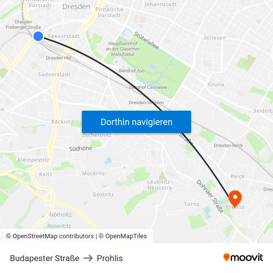 Budapester Straße to Prohlis map