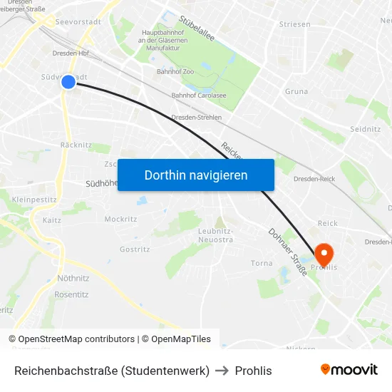 Reichenbachstraße (Studentenwerk) to Prohlis map