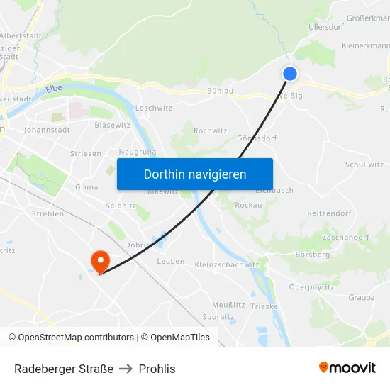 Radeberger Straße to Prohlis map