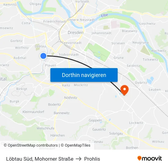 Löbtau Süd, Mohorner Straße to Prohlis map