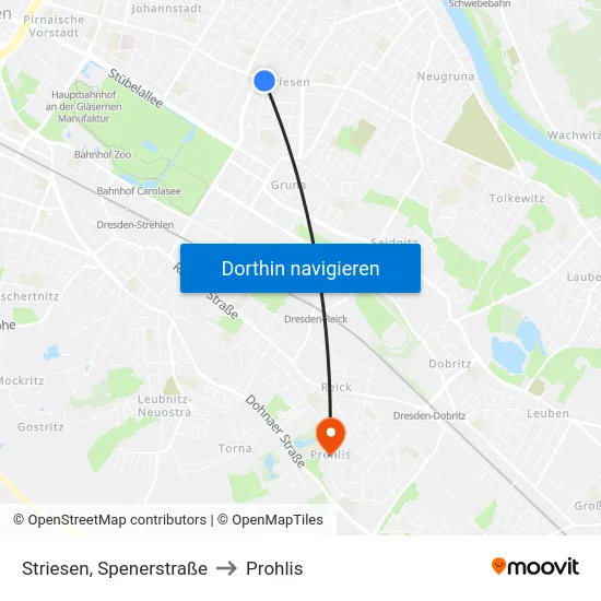 Striesen, Spenerstraße to Prohlis map