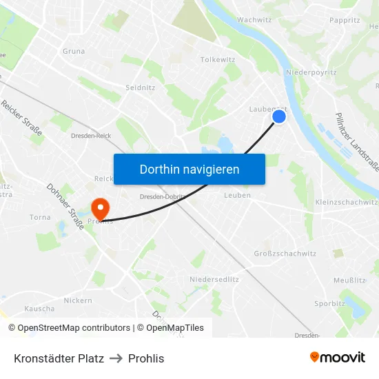 Kronstädter Platz to Prohlis map