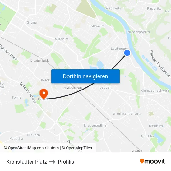 Kronstädter Platz to Prohlis map