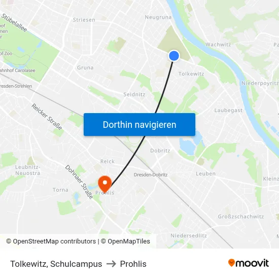 Tolkewitz, Schulcampus to Prohlis map