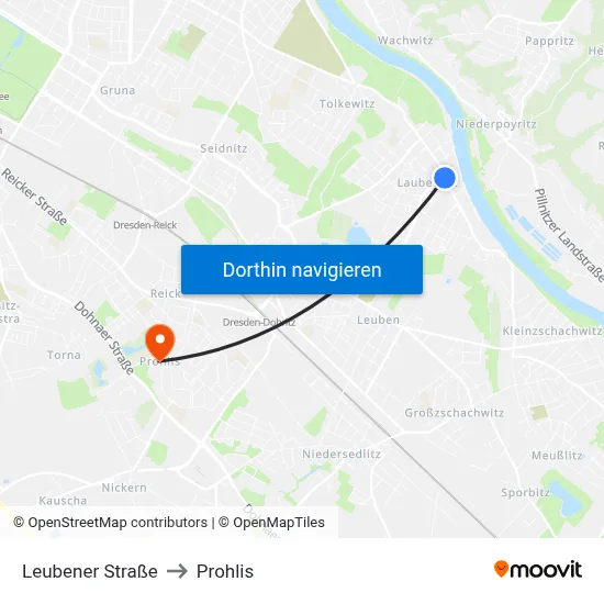 Leubener Straße to Prohlis map