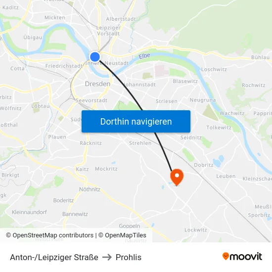 Anton-/Leipziger Straße to Prohlis map