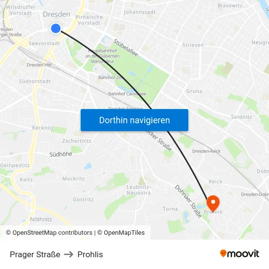 Prager Straße to Prohlis map