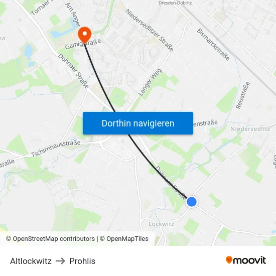 Altlockwitz to Prohlis map