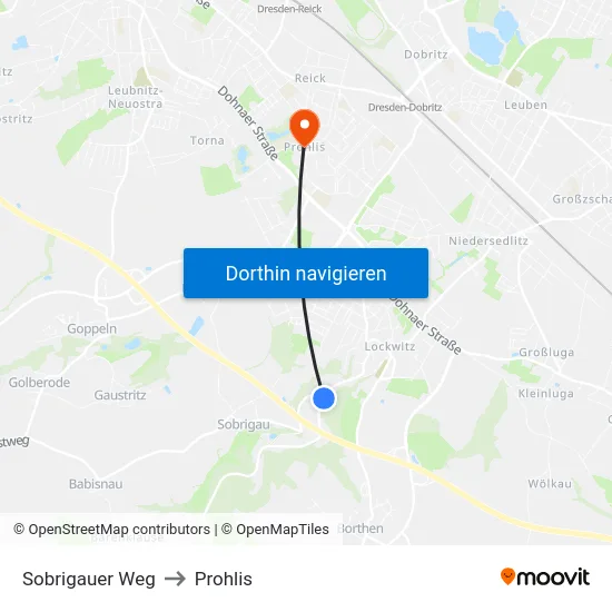Sobrigauer Weg to Prohlis map