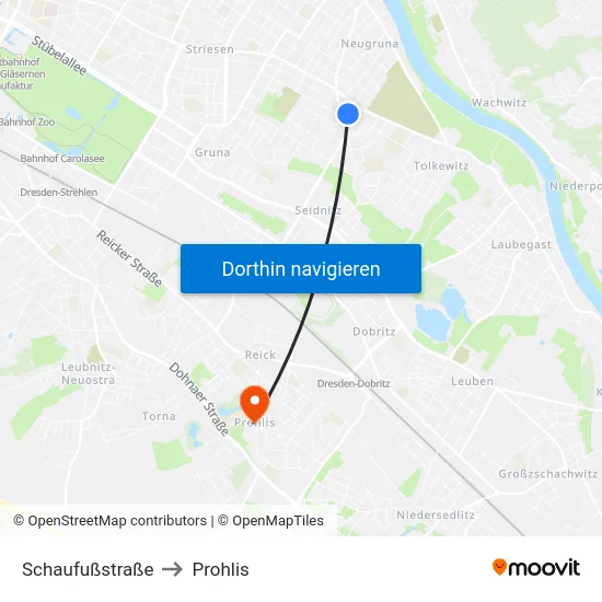 Schaufußstraße to Prohlis map