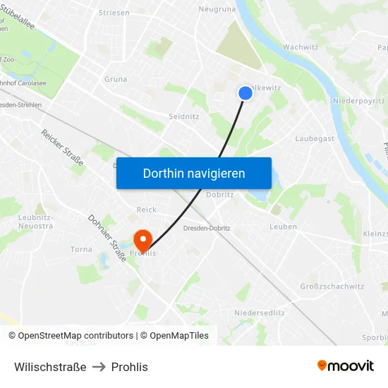 Wilischstraße to Prohlis map