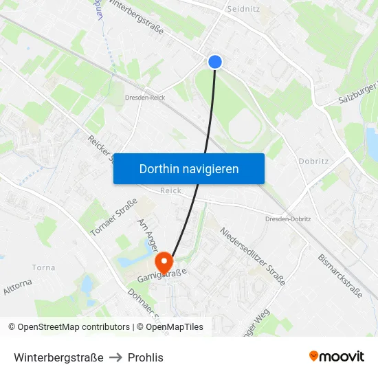 Winterbergstraße to Prohlis map