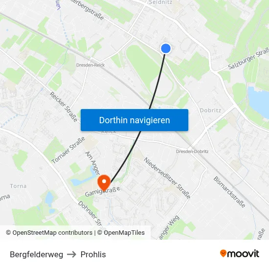 Bergfelderweg to Prohlis map