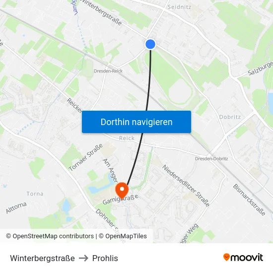 Winterbergstraße to Prohlis map