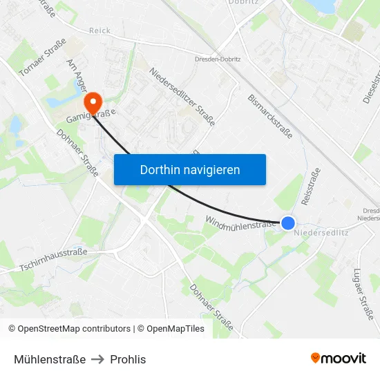 Mühlenstraße to Prohlis map