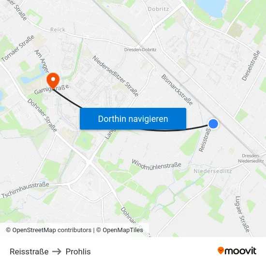 Reisstraße to Prohlis map