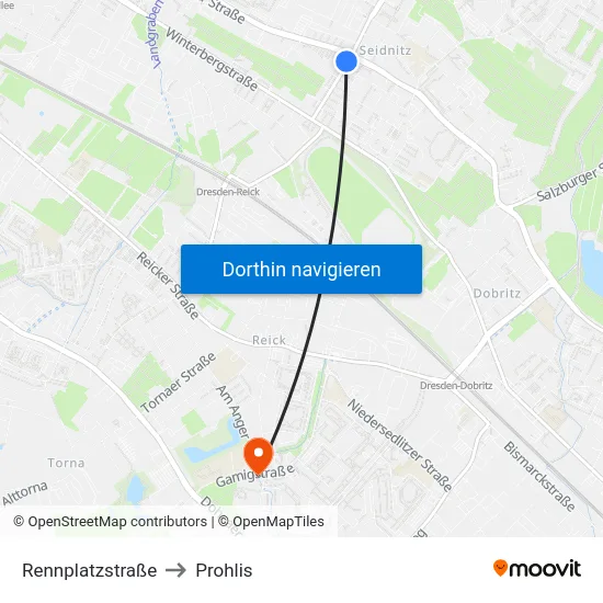 Rennplatzstraße to Prohlis map