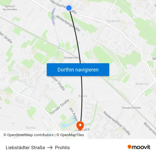 Liebstädter Straße to Prohlis map