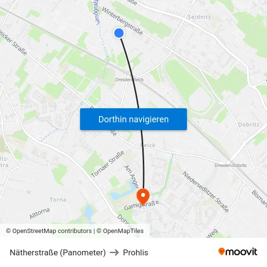 Nätherstraße (Panometer) to Prohlis map