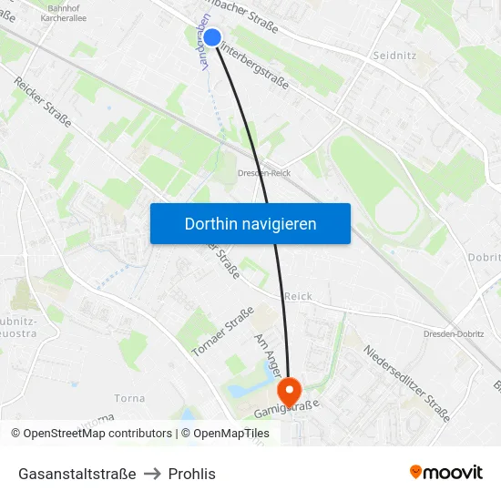 Gasanstaltstraße to Prohlis map