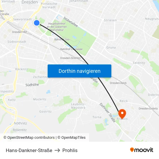 Hans-Dankner-Straße to Prohlis map