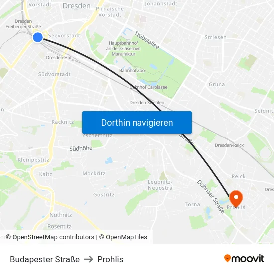 Budapester Straße to Prohlis map
