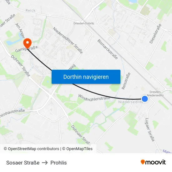 Sosaer Straße to Prohlis map