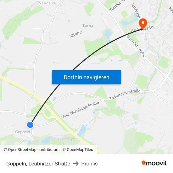 Goppeln, Leubnitzer Straße to Prohlis map