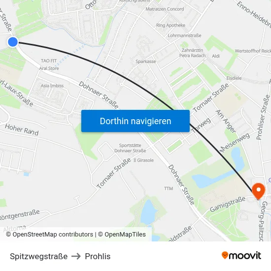 Spitzwegstraße to Prohlis map
