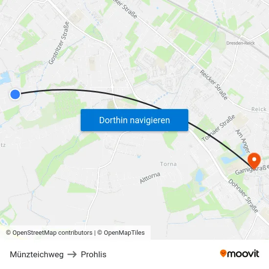 Münzteichweg to Prohlis map