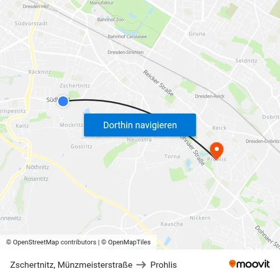 Zschertnitz, Münzmeisterstraße to Prohlis map