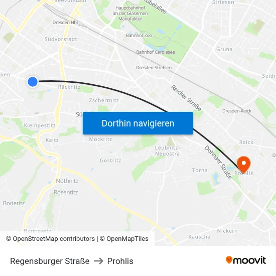 Regensburger Straße to Prohlis map