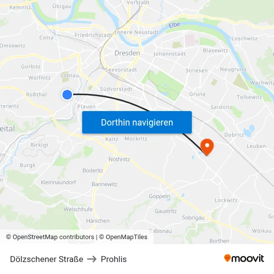 Dölzschener Straße to Prohlis map