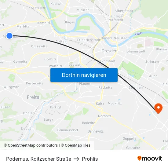 Podemus, Roitzscher Straße to Prohlis map
