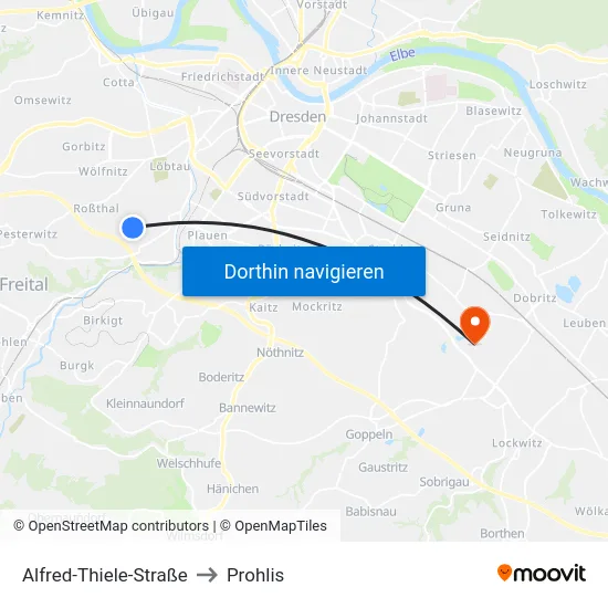 Alfred-Thiele-Straße to Prohlis map