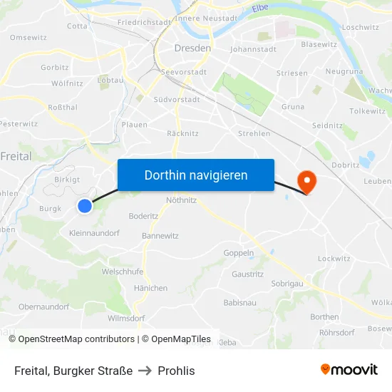 Freital, Burgker Straße to Prohlis map