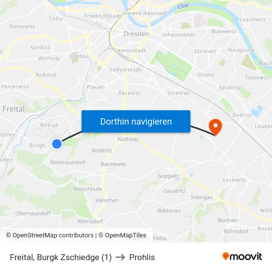 Freital, Burgk Zschiedge (1) to Prohlis map