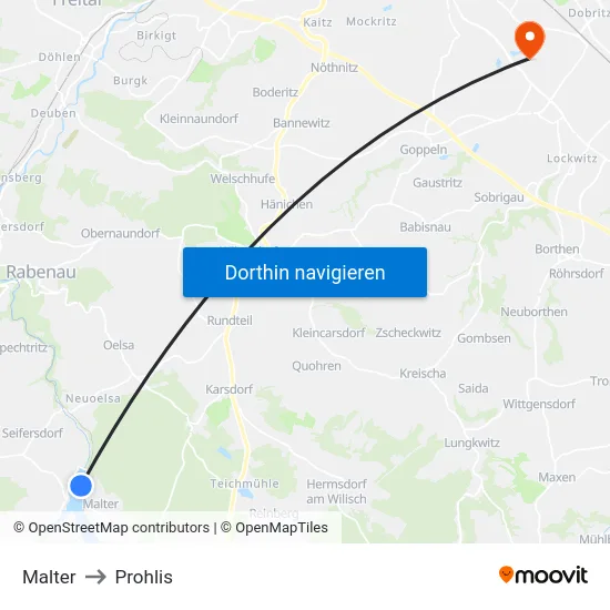 Malter to Prohlis map