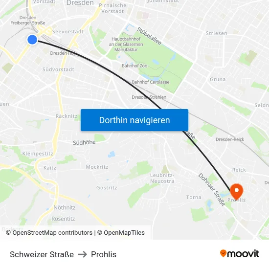 Schweizer Straße to Prohlis map