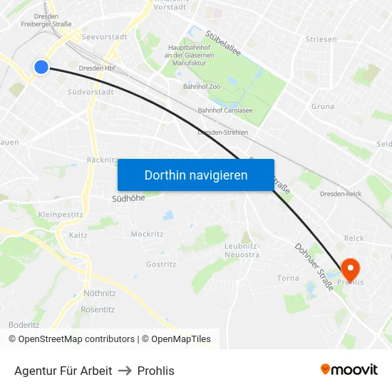 Agentur Für Arbeit to Prohlis map