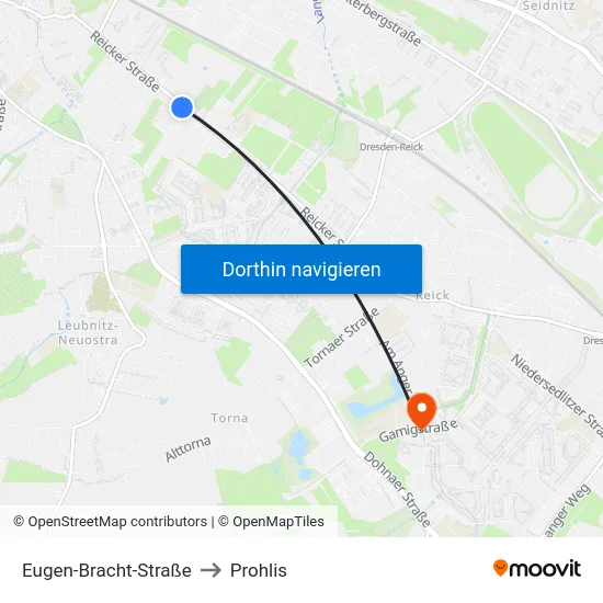 Eugen-Bracht-Straße to Prohlis map