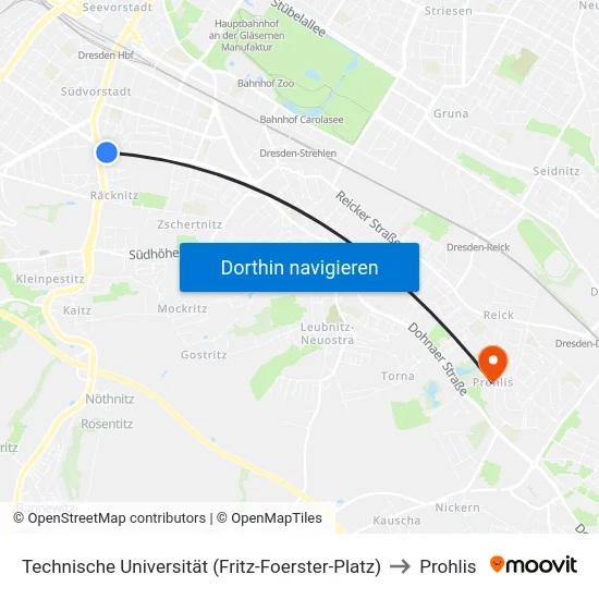 Technische Universität (Fritz-Foerster-Platz) to Prohlis map