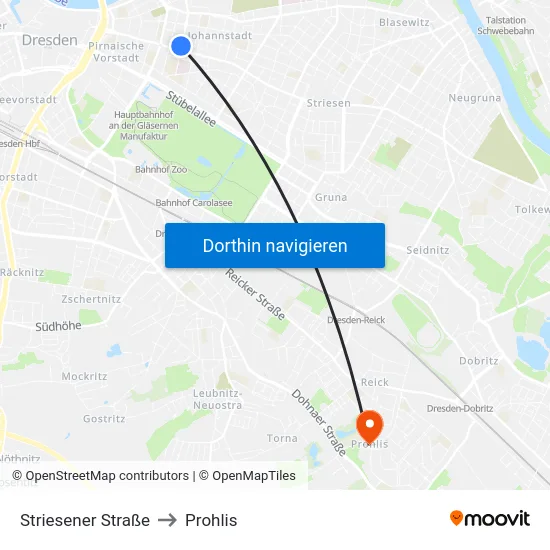 Striesener Straße to Prohlis map