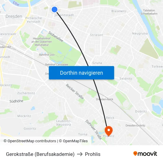 Gerokstraße (Berufsakademie) to Prohlis map