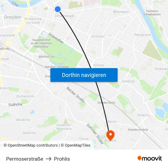 Permoserstraße to Prohlis map