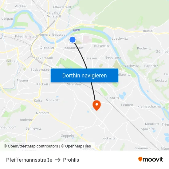 Pfeifferhannsstraße to Prohlis map