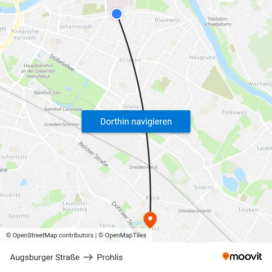 Augsburger Straße to Prohlis map