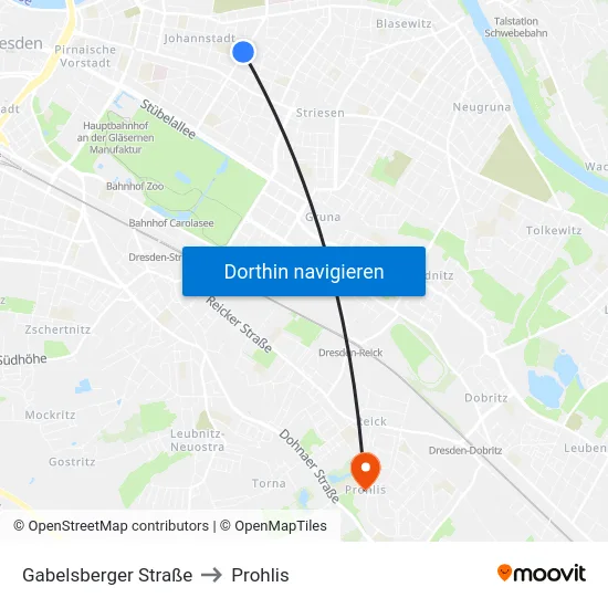 Gabelsberger Straße to Prohlis map