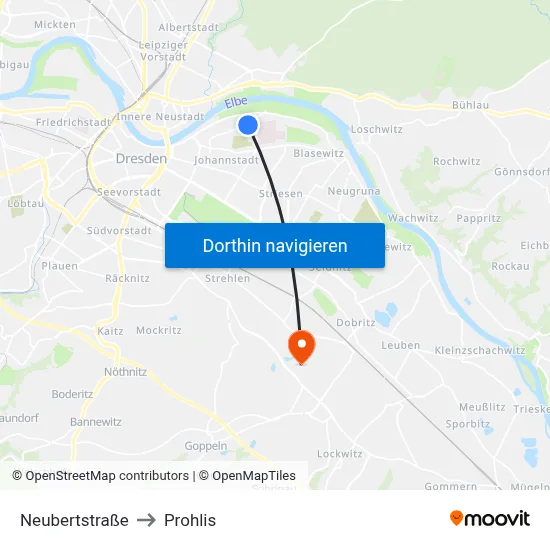 Neubertstraße to Prohlis map