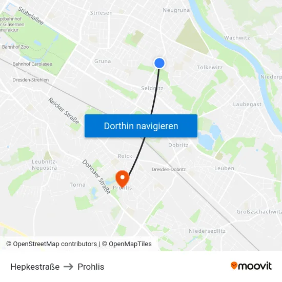 Hepkestraße to Prohlis map